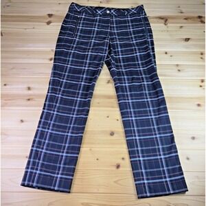 N'Vo by Lanctot Pants Womens 8 Black and Pink Plaid Straight Leg Dress Pants